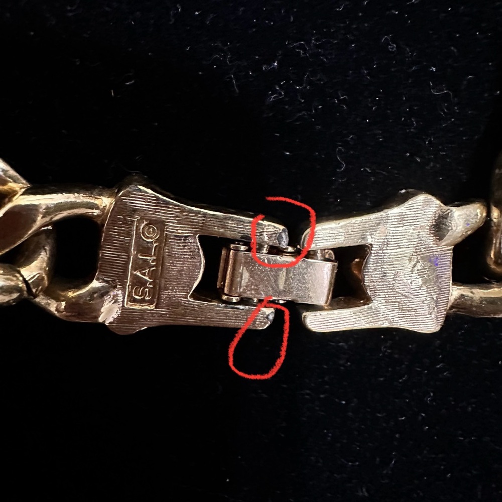 Swarovski Blue &  Baguettes Cuban Link Chain Choker-1980’s - Picture 10 of 11